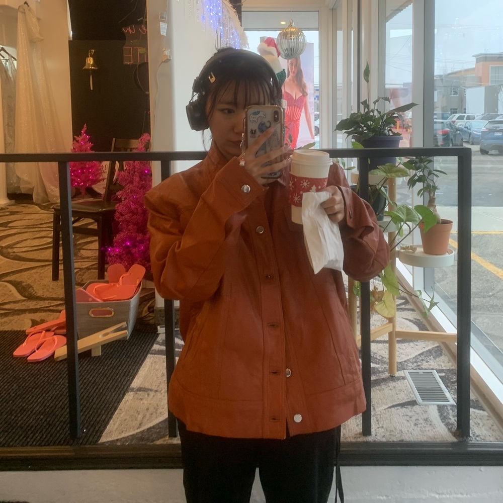 Women’s Orange Leather Jacket